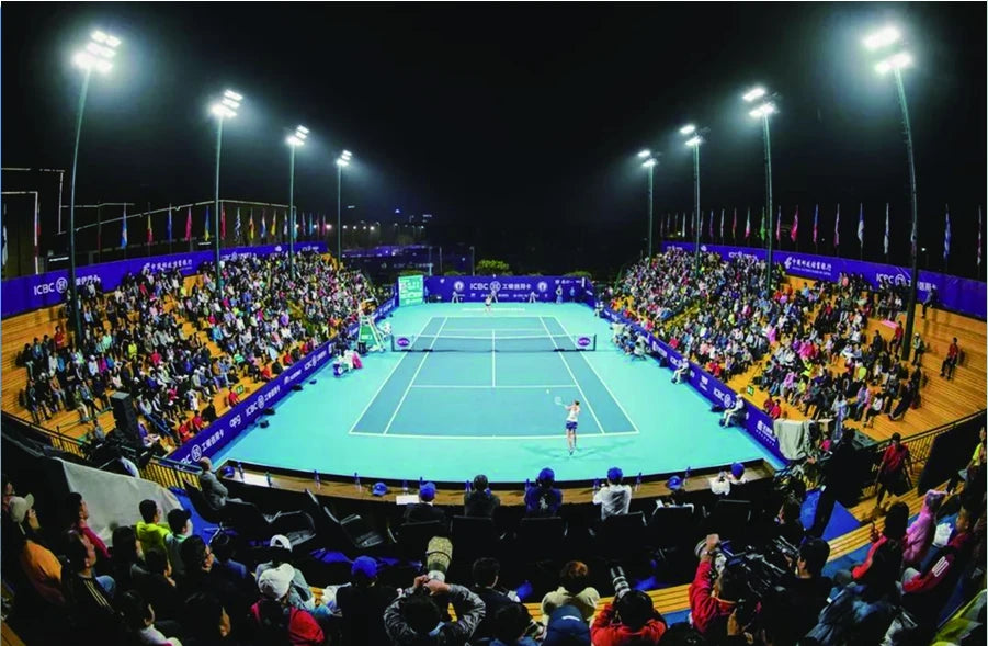 A tennis venue presented in the catalogue's sports lighting projects.