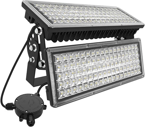 Kekeou 200W Flood Lights Outdoor, 28000LM 6500K Sports Arena Lighting | IP67 Waterproof, 10KV Surge, Flicker-free, 180° Adjustable Stadium Lights with 3-Way Junction Box